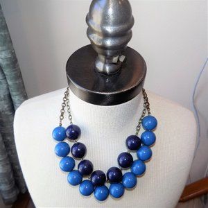 Navy & Teal Beaded Multi Metal Necklace